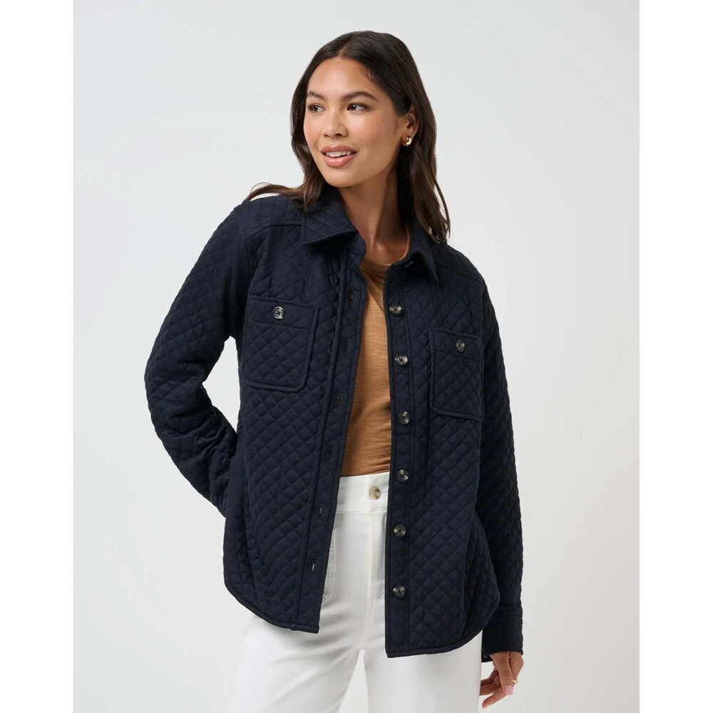 Travis Mathew Diamond Quilted Shacket Jacket Womens Size XS Black